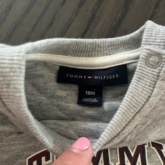 Tommy Hilfiger Quilted Kids Sweatshirt with Navy and Red Stripes - Picture 3 of 5